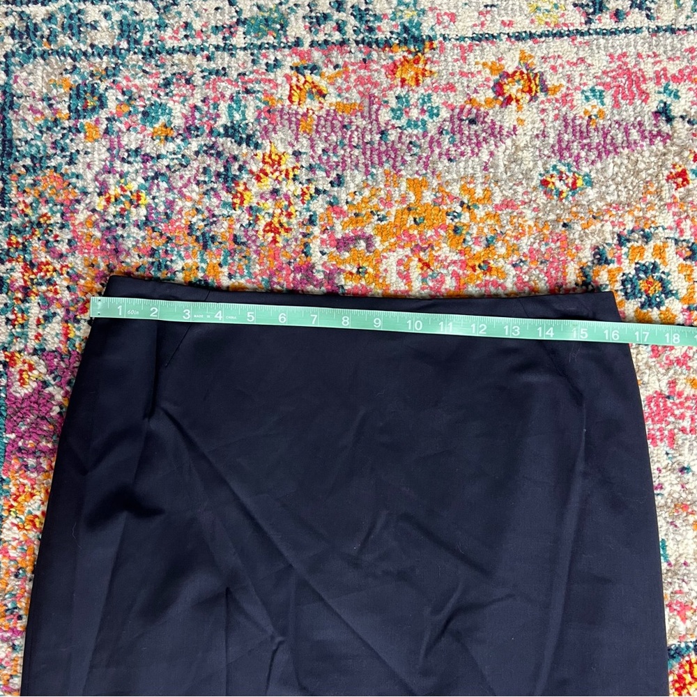 Lafayette 148‎ Navy Blue Wool Blend Pencil Skirt - Picture 6 of 11